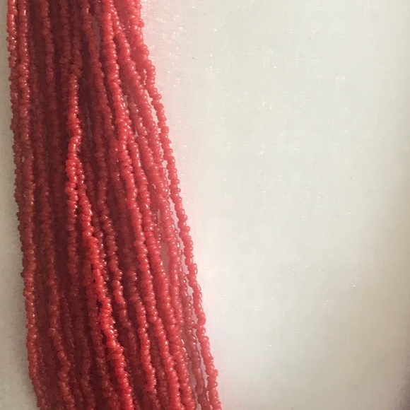 VINTAGE 1970s RARE American Indian Multi Strand Red Seed Bead Coral Necklace - Picture 14 of 16